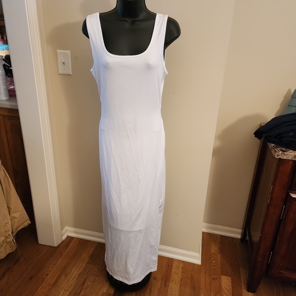 W1 - White Bodycon Dress Open Back LARGE